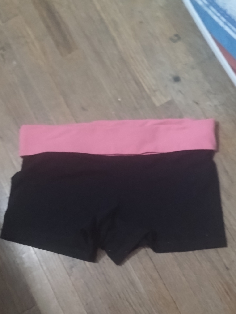 SO Women's Black Bike Shorts with Pink Fold-Over Waistband